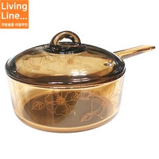 Living 노빌타 1.45L 편수 내열유리 냄비 인덕션 가능 블루밍냄비 예쁜 꽃무늬 골드투명 냄비