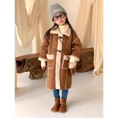여아 남아 공용 떡볶이 퍼 무스탕 롱 코트 가방 세트