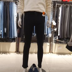 클라이드앤 공용 슬림일자 밍크본딩 스판 데님 블랙 청바지