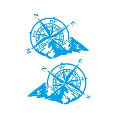 산악 나침반 자동차 스티커 재미있는 비닐 자동차 스타일링 데스카 자동 윈도우 오토바이 장식을위한 방수 스크래치 스티커, 파란색, 1개