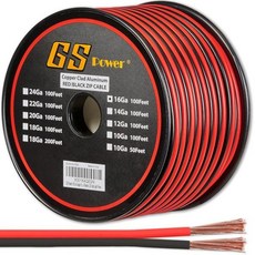 GS Power 16 게이지 연선 구리 클래드 알루미늄 100피트 빨간색/100피트 검은색 본딩 지퍼 코드 와이어 12볼트 자동차 하네스 오디오 후크업 앰프 LED 조명 배선용, 100 ft_Red/Black | 1, 1개