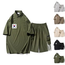 한국반팔트레이닝복 반팔 카라티셔츠 하프집업 운동복세트 Y062