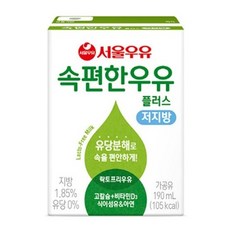 속편한 저지방 우유 플러스, 190ml, 6개