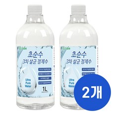 크로바 초순수 3차 살균 정제수 1L 묶음 반도체 UV살균 지게차배터리 가습기 멸균증류수 의료용 산업용 가정용, 1L x2, 2개