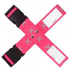 러 기지 스트랩 크로스 HEAVY DUTY PERSONALIZED LUGGAGE STRAP cross with address label : OW