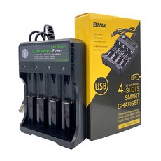 KC인증 18650 리튬 이온 충전식 배터리 4구 고속 USB 만능 멀티 충전기, BH-042100-04U