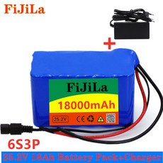 100% 새로운 24V 18Ah 6S3P 18650 배터리 리튬 배터리 25.2v 18000mAh 전기 자전거 오토바이/전기/리튬 이온 배터리 팩 + 충전기|Battery Pa, 단일, 1개