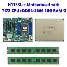 기가바이트 컴퓨터 메인보드슈퍼마이크로 H11SSL-C 마더보드 소켓 SP3 180W TDP 듀얼 EPYC 7F72 CPU 프로
