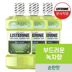 리스테린 내추럴 그린티 마일드 구강청결제, 1L, 3개