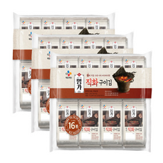 비비고 CJ 명가 직화구이김 4.5g 16입 3개, 72g