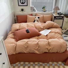 무지 매트 커버 세트 워싱 코튼 이불커버 + 시트커버 + 베개커버 세트