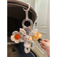 아기 유모차 걸이 장난감 세트 바람종 유모차용 아기용 안전 액세서리 침대 매달기 소리 나는, 다채로운 구슬 딸랑이 토끼 자동차 매달려, 1개