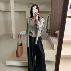 Luna Grace 여성용 라운드넥 긴팔 니트 가디건 1888#