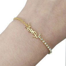 생로랑 명품명품더팩토리 논현 24SS YSL 카산드라 라인스톤 브레이슬릿 팔찌 712345 Y