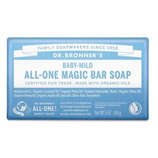 Dr. Bronner's Dr.Bronner's 닥터 브로너 매직 비누 바 BA 베이비 마일드 무향료 유기농 고체 비누, 1개, 1g