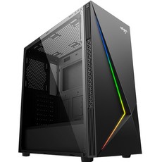 가정용게임기 이보크 E20데스트톱컴퓨터 박스 RGB브라이트닝 불빛 사이드비침 게임 수냉식 정음 본체, T01-블랙