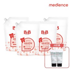 비앤비 아기 유아 섬유유연제 자스민 1500ml 리필형 4개입+닥터아토 스킨 체험팩 40ml 증정, 1.5L