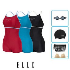 엘르 AK수원점 엘르 수영복 여성 실내 2부 반신+용품세트 EVSLH61