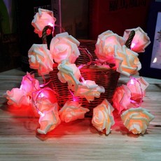 Fairy Wedding Party Christmas Decoration Garland 20 LED Rose Flower String Light, 분홍색