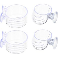 Mipcase 4Pcs 레드 웜 피더 새우 먹이주기 흡입 컵 수족관 유리 콘 부유 수조 물고기용 먹이 그릇 식물 홀더, Mipcase 4Pcs 레드 웜 피더 새우 먹이주기 흡, 4개