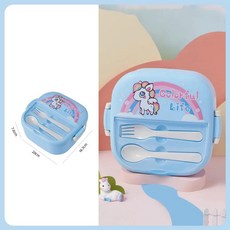 도시락 상자 귀여운 만화 학생 포니 가열 그리드 샌드위치 스낵, 1.blue, 1개