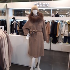 클리지 FOX FUR 후드 롱 코트