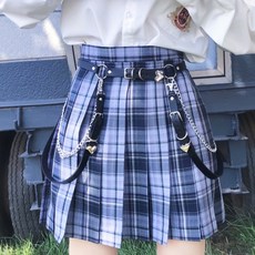 하라주쿠 테크웨어 전술 벨트 여성 펑크룩 허리 체인 가죽 스트랩