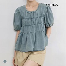 카라 KARRA 티어드체스트셔링데님블라우스 A4M1496 - 데님블라우스