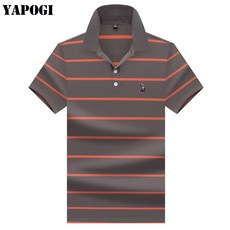 YAPOGI 여름 남성 골프 순면 칼라 반팔 티셔츠, 커피 색, 1개