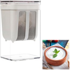 요거트 스트레이너 1100ml 메이커 스트레이너 다용도 필터 고운 메시 백 및 뚜껑 재사용 가능한 그릭 파우치 필터 주스 차 견과류 밀크 치즈용 주방 유청 분리기 도구 NQ, 1개