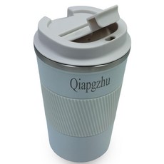 Qiapgzhu 12 OZ 단열 커피 머그 자동차 보온 컵 뚜껑이있는 스테인레스 스틸 단열 병, 380ml, 하양