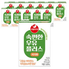 서울우유 속편한 우유 플러스 저지방, 190ml, 12개