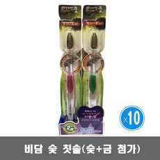 비담숯 칫솔 10개/ 슬림모 향균 살균 효과 숯+금 첨가, 10개