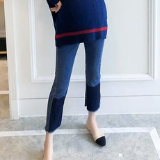 에이치에스비트레이딩 바지투피스 팬츠투피스 임부복 겨울 가을 슬림핏 브이넥 스웨터 패션 타입 받침 멜란 데님팬츠 투수영복