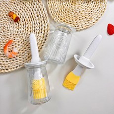 BLOWFISHFUGU 실리콘기름솔 오일 브러쉬+기름병 200ML 오일 브러시 오일 포트 일체 브러쉬오일병 1P/2P, 화이트, 2개