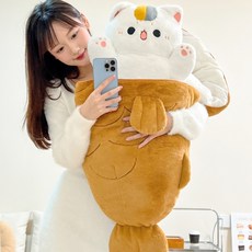 JIBAIHUO 숨바꼭질 깜짝 놀라키는 고양이 토끼 인형 봉제 애착 쿠션 베개 어흥 까꿍 강아지 고양이 허그 인형, 붕어빵 고양이, 베개 82x45cm 인형 60x33cm