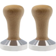 MOJAE 우든 핸들 커피 파우더 컴팩터 플랫 바텀 템퍼 58mm, 2개, Wood