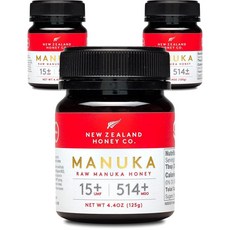 NEW ZEALAND HONEY CO 로우 마누카 허니 UMF 15+ MGO 514+ Raw Manuka Honey UMF 15+ MGO 514+, 125g, 3개