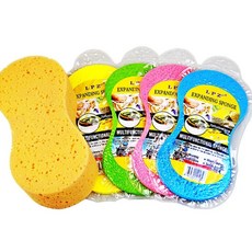5pcs 세차 스폰지 대형 스폰지 다목적 자동차 청소 스폰지 고밀도 왁스 와이핑 카 스폰지 (랜덤 컬러), L, 5개