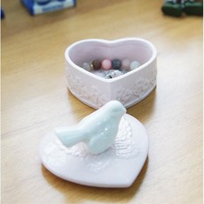버드 다용도 미니 도자기 보석함 가게 음식점 장식용, 핑크
