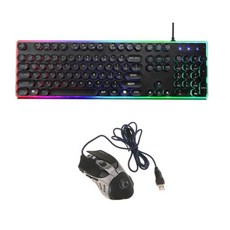 새로운 유선 USB 게이밍 게이머 키보드 및 PC 노트북 용 마우스 세트 콤보, 설명, 금속 아크릴로 니트릴 부타디엔 스티렌 플라스틱, 다색
