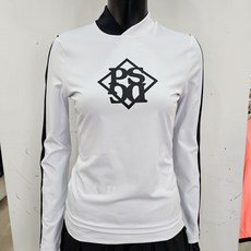 파사디골프 여성 P23STP108M 배색 포인트 저지 티셔츠, 화이트, 1개