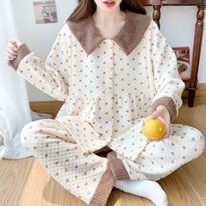 가을겨울 도톰 에어코튼 임산부 잠옷 산모 수유 산후조리 겹겹이