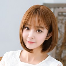 벨르비쥬 오델리아 생머리 여성단발가발, 개, 브라운
