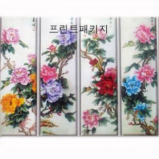 5D 십자수 프린트패키지-화조도병풍4폭