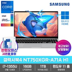 삼성 노트북 갤럭시북4 NT750XGR-A71A H1 WIN11/SSD1TB/16GB램/인텔13세대/코어i7/사무용, H1 S, WIN11 Home, 16GB, 1TB, 실버