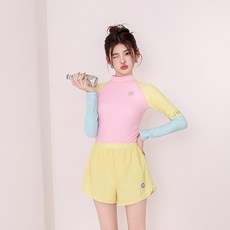 퓨어몰링 여성 마카롱 래쉬가드 상하의 세트 긴팔 수영복