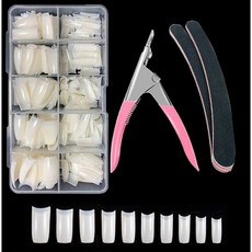 500pcs Acrylic Nail Tips with Nail Clipper for Salons and DIY Nail Art 프랑스 스타일 Fake Nail Tips Coffin for Nail A, 1, 단일옵션