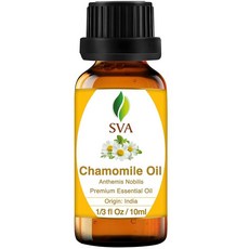SVA Organics 로마 카모마일 오일 (1/3oz) 10ml USDA 인증 100% 순수 천연 치료 등급 오일 스킨 케어 헤어 케어 마사지 및 아로마테라피용, SVA Organics 로마 카모마일 오일 (1/3oz, 1개