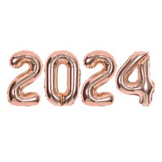 제이벌룬 hello 2024 크리스마스 신년 파티 숫자 영문 풍선 세트, 숫자풍선세트 2024 [중] 로즈골드